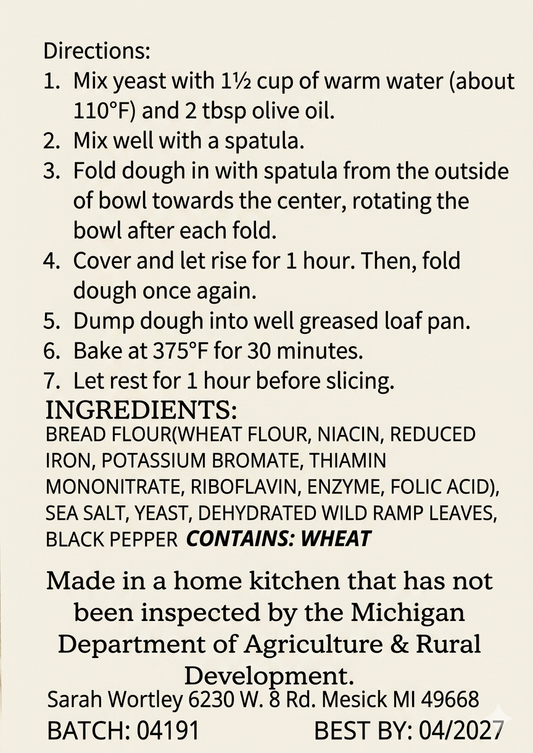 Wild Ramp & Black Pepper Bread Mix